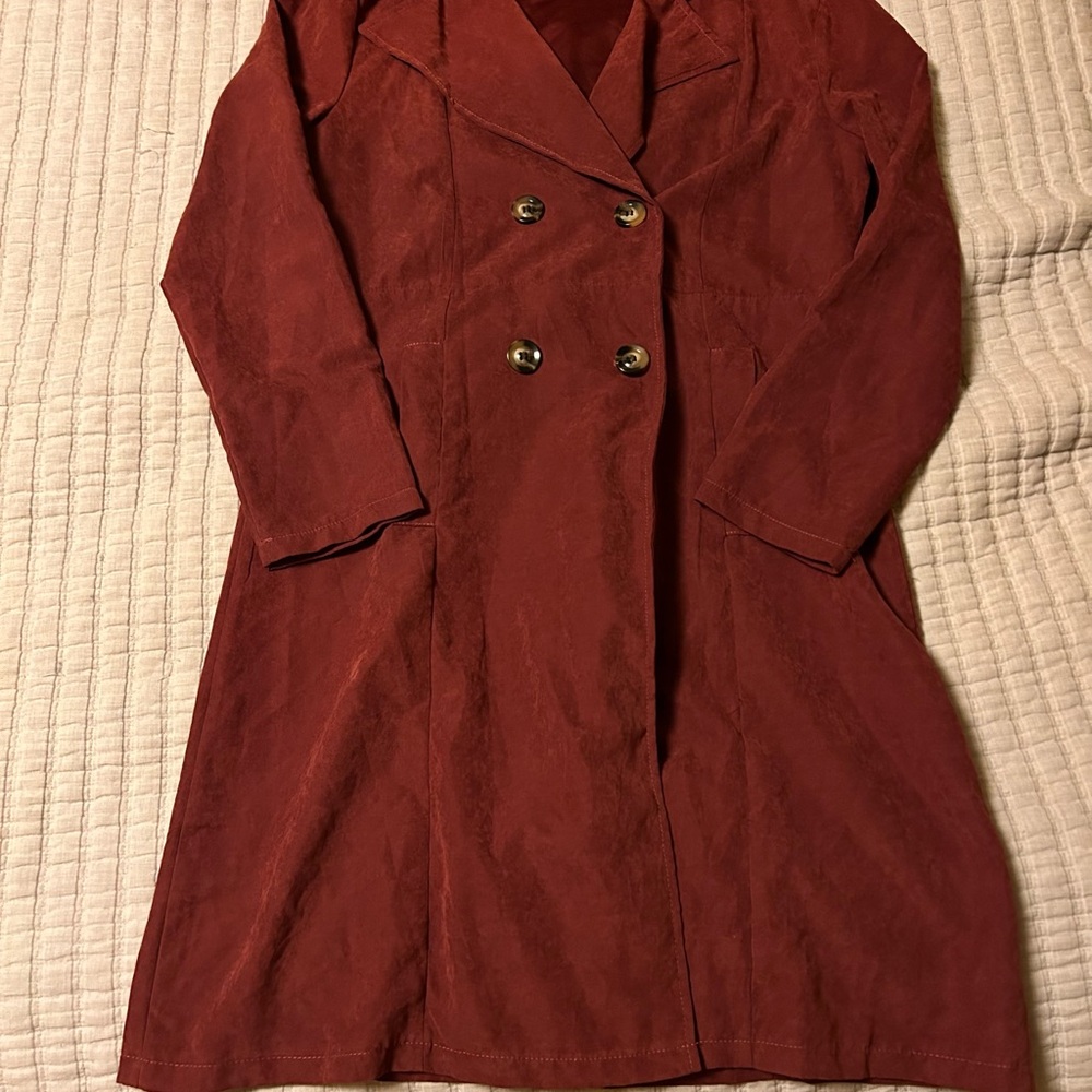 burgundy suede trench coat jacket lightweight size small